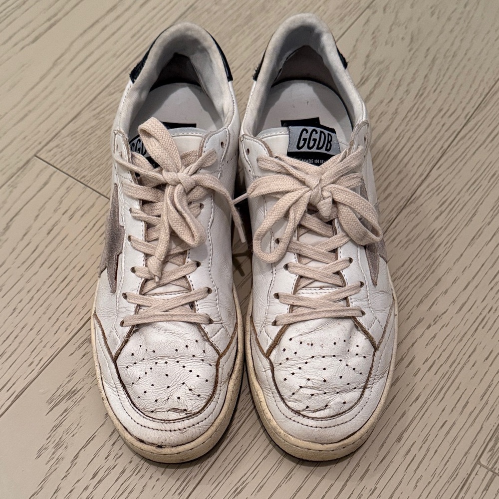 Golden Goose White Sneakers with Gray Star